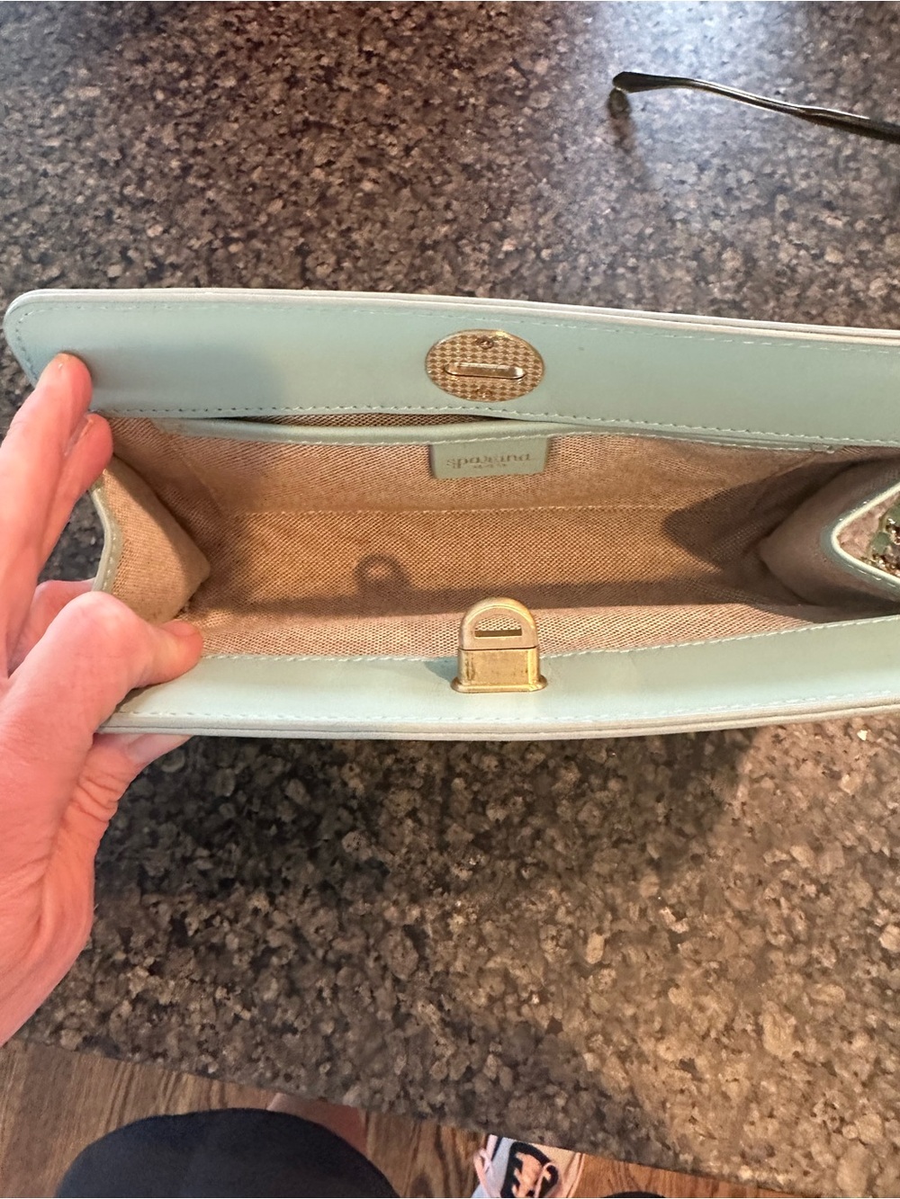Spartina Woven Straw Clutch with Mint Trim - Picture 2 of 2